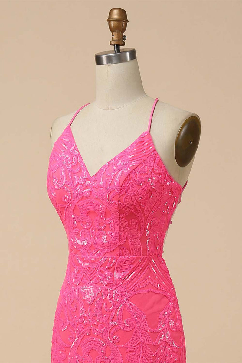 Llella Mermaid Hot Pink Beaded Corset Prom Dress Tight Formal Dresses –  LLELLA