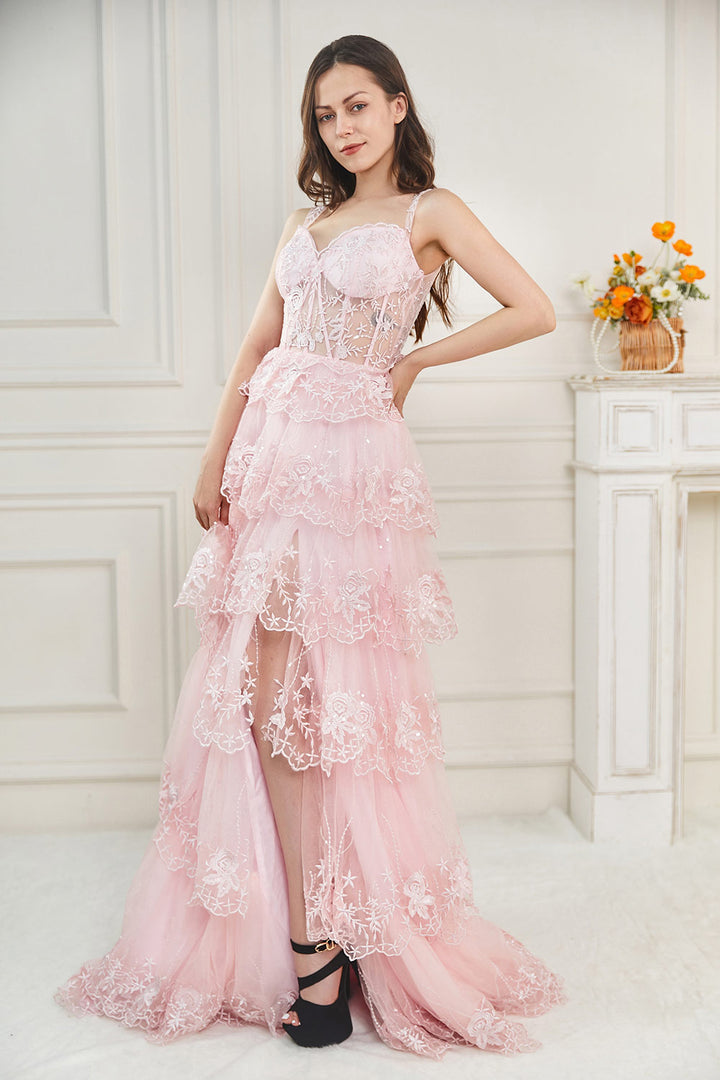 fitted ruched prom dress with slit, 2111P4030
