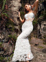 Load image into Gallery viewer, Lace Butterfly Spaghetti Straps Formal Dress
