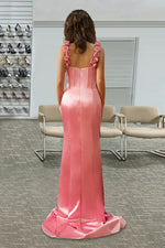 Load image into Gallery viewer, Corset Embellished Straps Pink Prom Dress
