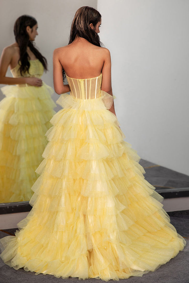 Strapless Ruffle Prom Dress