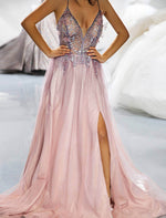 Load image into Gallery viewer, Side Slit 3D Beaded Prom Dress
