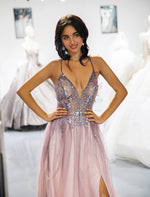 Load image into Gallery viewer, Side Slit 3D Beaded Prom Dress
