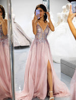 Load image into Gallery viewer, Side Slit 3D Beaded Prom Dress
