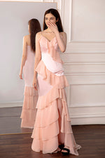 Load image into Gallery viewer, Light Pink Ruffled Prom Dress with Slit
