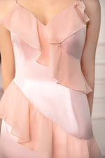 Load image into Gallery viewer, Light Pink Ruffled Prom Dress with Slit
