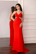 Load image into Gallery viewer, Open Back Red Prom Dress
