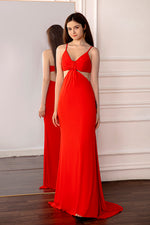 Load image into Gallery viewer, Open Back Red Prom Dress
