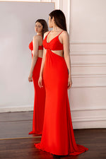 Load image into Gallery viewer, Open Back Red Prom Dress
