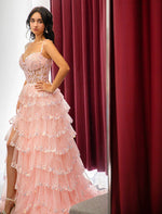 Load image into Gallery viewer, Side Slit Sheer Corset Bodice Prom Dress
