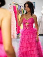 Load image into Gallery viewer, Ruffle Strapless Prom Dress with Keyholes
