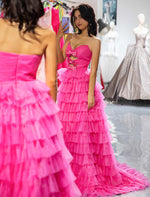 Load image into Gallery viewer, Ruffle Strapless Prom Dress with Keyholes
