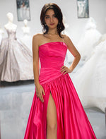 Load image into Gallery viewer, Strapless Pink High Slit Prom Dress
