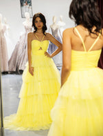 Load image into Gallery viewer, Keyhole Ruffle Tulle Prom Dress
