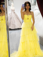 Load image into Gallery viewer, Keyhole Ruffle Tulle Prom Dress
