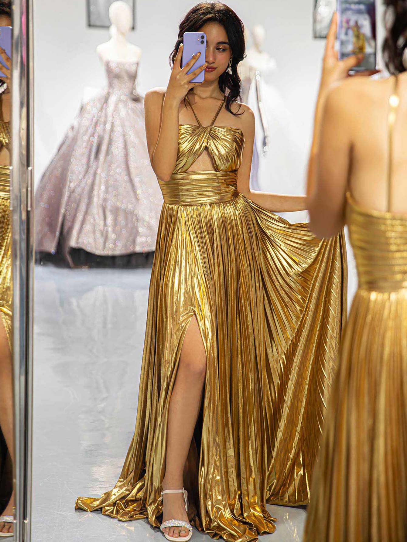 Metallic prom dress online