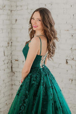 Load image into Gallery viewer, Dark Green Appliques Prom Dress
