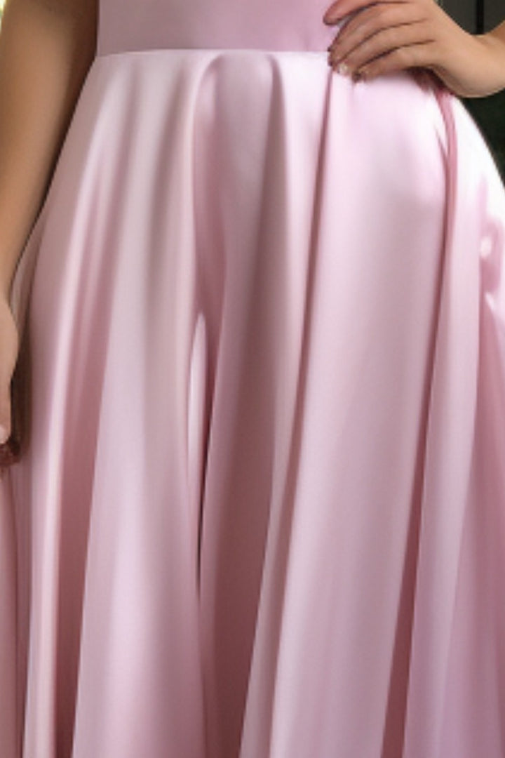 Simple Satin Light Pink Prom Gown