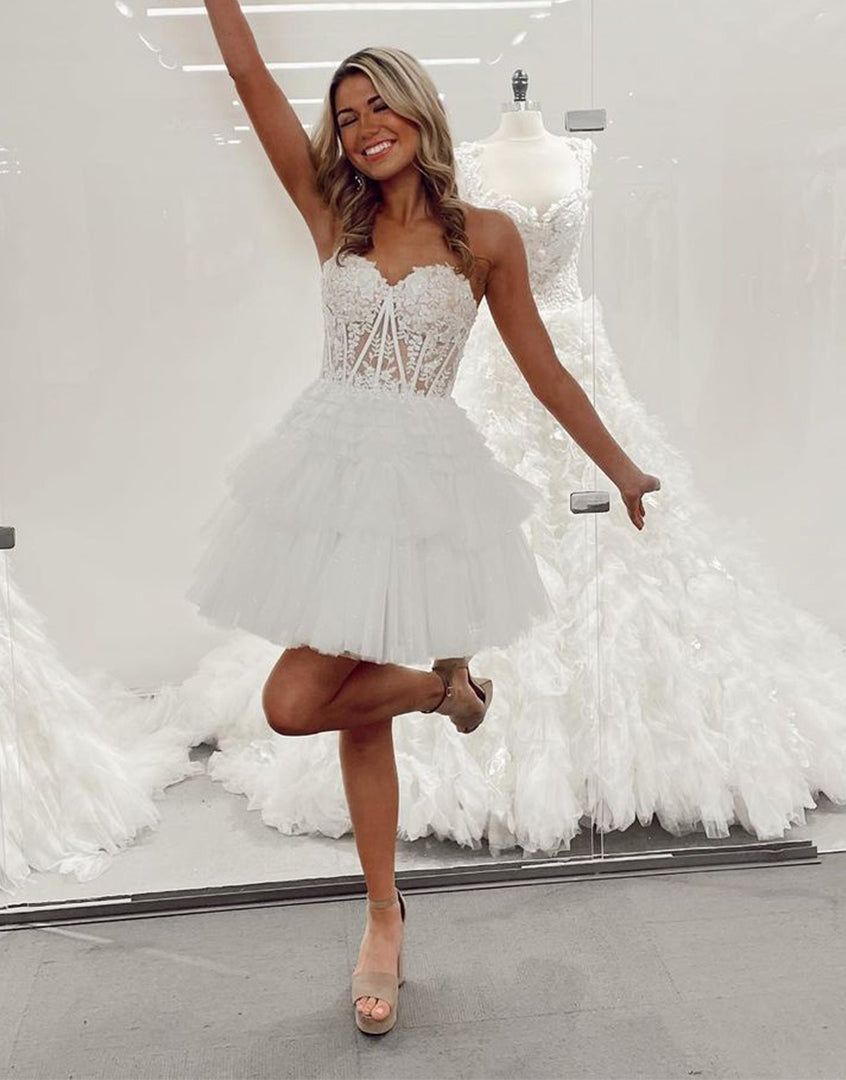 A-Line Cute Sweetheart Tulle Homecoming Dress