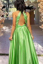 Load image into Gallery viewer, Green Slit Prom Dress with Keyhole
