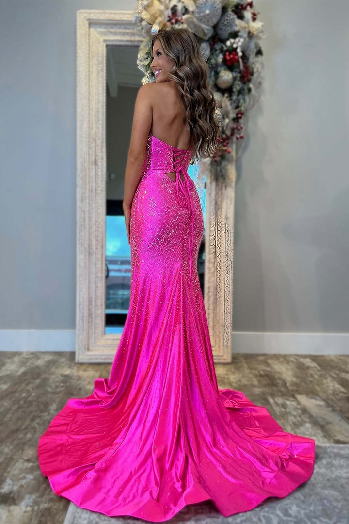 Strapless Slim Fit Prom Dress with Beads