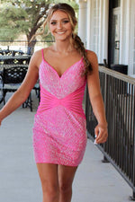 Load image into Gallery viewer, Mini Beaded Backless Homecoming Dress
