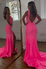 Load image into Gallery viewer, Beaded Pink Prom Dress with Slit
