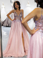 Load image into Gallery viewer, Side Slit 3D Beaded Prom Dress
