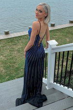 Load image into Gallery viewer, Fitted Corset Slit Beaded Prom Dress
