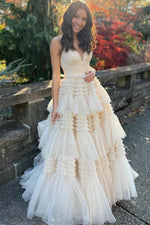 Load image into Gallery viewer, Ruffle Tiered Slit Prom Dress
