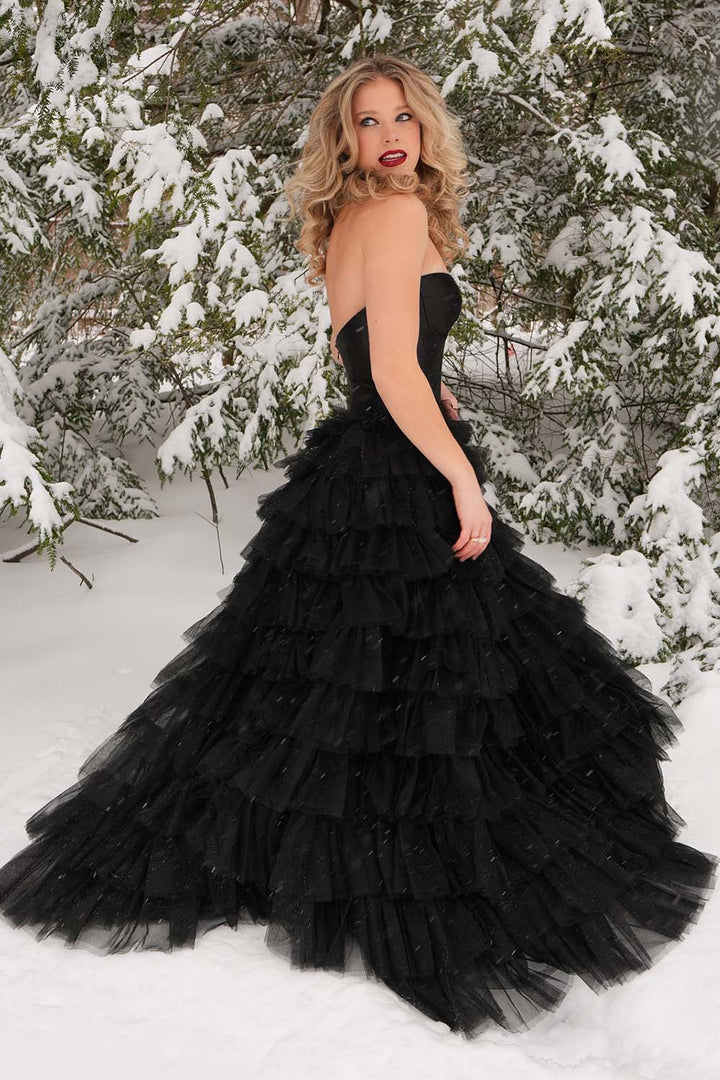 Strapless Corset Bodice Black Prom Dress