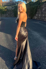 Load image into Gallery viewer, Black Sweetheart Prom Dress with Slit
