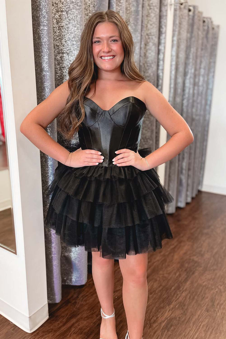 Cute Strapless Bodice Homecoming Dress