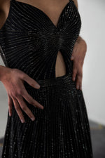 Load image into Gallery viewer, Beaded Slit Prom Dress with Keyhole
