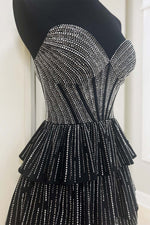 Load image into Gallery viewer, Tiered Beaded Corset Strapless Homecoming Dress
