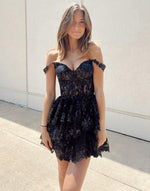 Load image into Gallery viewer, Ruffle Homecoming Dress with Sequin
