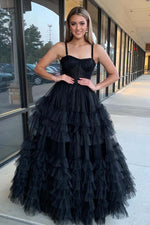 Load image into Gallery viewer, Straps Corset Bodice Tulle Prom Gown
