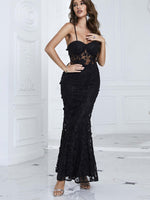 Load image into Gallery viewer, Lace Butterfly Spaghetti Straps Formal Dress
