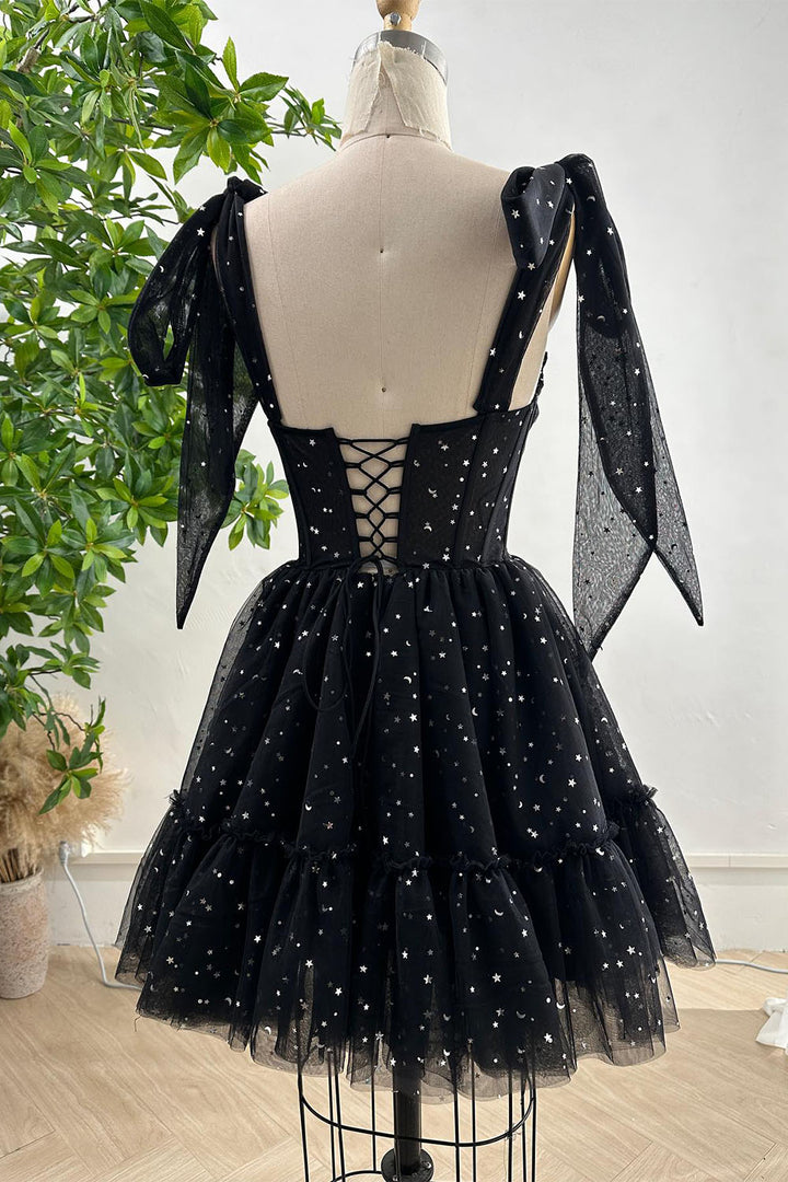 Black Stars Corset Homecoming Dress