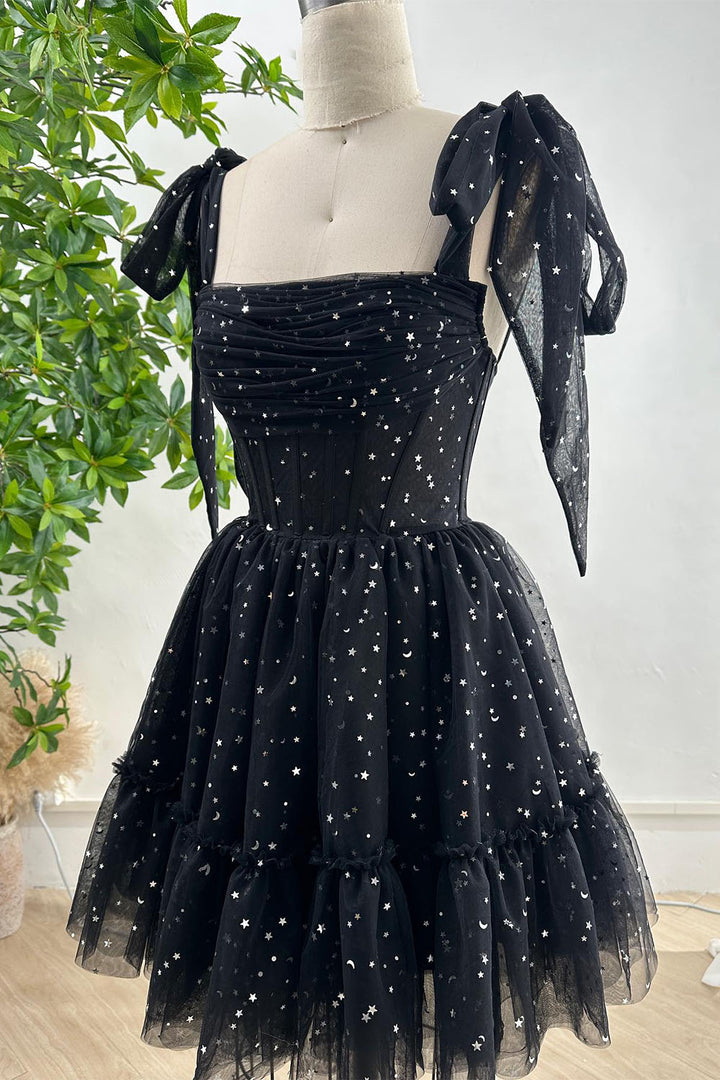 Black Stars Corset Homecoming Dress