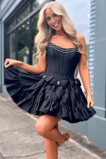 Load image into Gallery viewer, Strapless Homecoming Dress with Bow Beaded Embellishments
