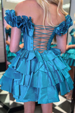Load image into Gallery viewer, Cute Ruffle Corset Homecoming Dress
