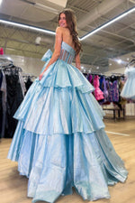 Load image into Gallery viewer, Sheer Corset Bodice Ruffle Prom Dress with Slit
