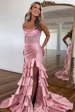 Load image into Gallery viewer, Strapless Corset Prom Dress with Ruffle Skirt
