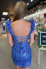 Load image into Gallery viewer, Fitted Corset Homecoming Dress with Ruffle Shoulder
