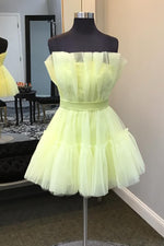 Load image into Gallery viewer, Cute Strapless Yellow Homecoming Dress
