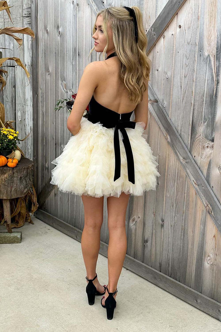 A-Line Tulle Tiered Homecoming Dress