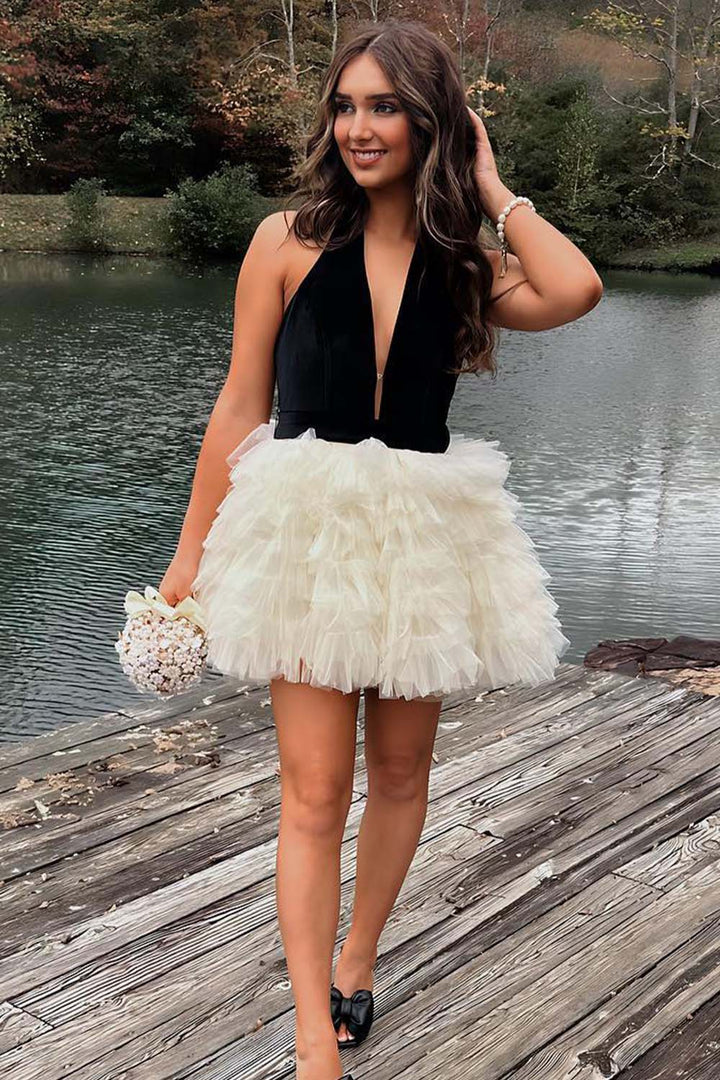 A-Line Tulle Tiered Homecoming Dress