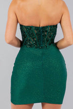 Load image into Gallery viewer, Dark Green Embroidery Strapless Homecoming Dress
