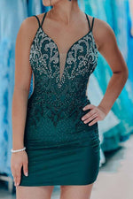 Load image into Gallery viewer, Beads Backless Homecoming Dress
